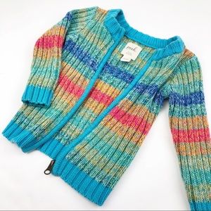 Peek Little Peanut Zip Front 100% Cotton Striped Sweater Size 6-12 Months